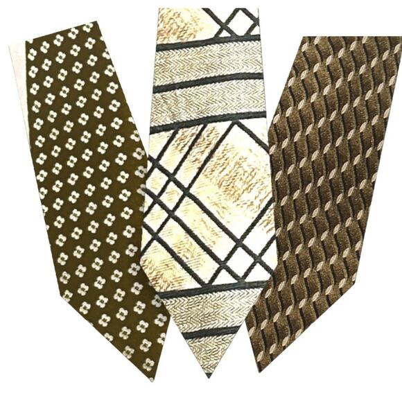 Vtg Silk Necktie Lot • Bruno Rossi Italy• Bardelli Roma, Lattice, Retro Pattern - Picture 1 of 9